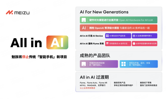 魅族宣布 All in AI 战略调整，智能手机业务仍继续保留软硬件维护服务