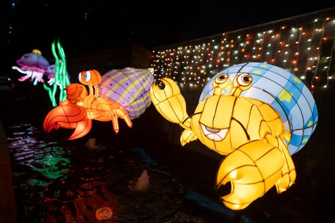 以龙凤呈祥的大型走马灯迎接市民进入园区