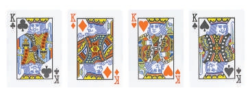 法国扑克中最早出现了黑桃,红桃,方块及梅花四个花色图案.