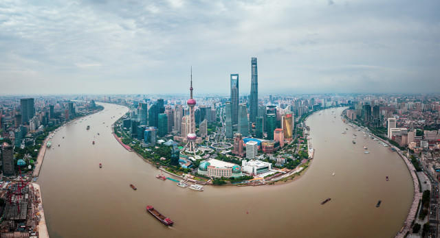 ▲上海浦东新区陆家嘴城市天际线航拍景观。据图虫创意