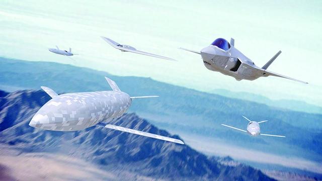 图片说明1:不同无人僚机与美军f-35战斗机并肩作战.