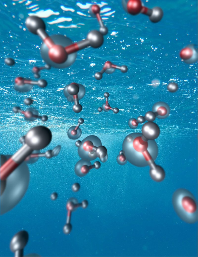 水分子和电子密度对应于光子吸收产生的激子态.