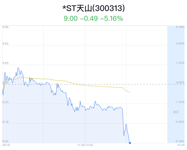 *st天山盘中大跌5.16% 主力净流出386万元_新浪财经_新浪网