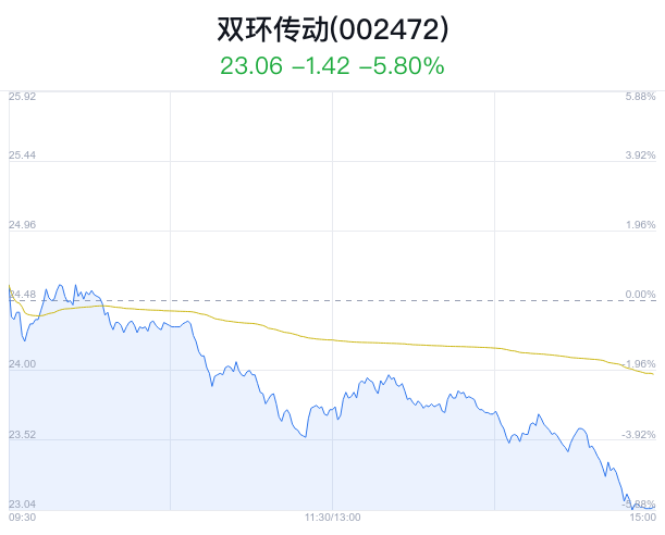 双环传动盘中大跌5.02% 主力净流出4450万元_新浪财经_新浪网