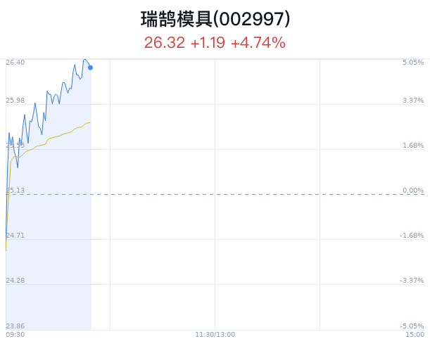 瑞鹄模具盘中大涨5.01% 主力净流入376万元_新浪财经_新浪网