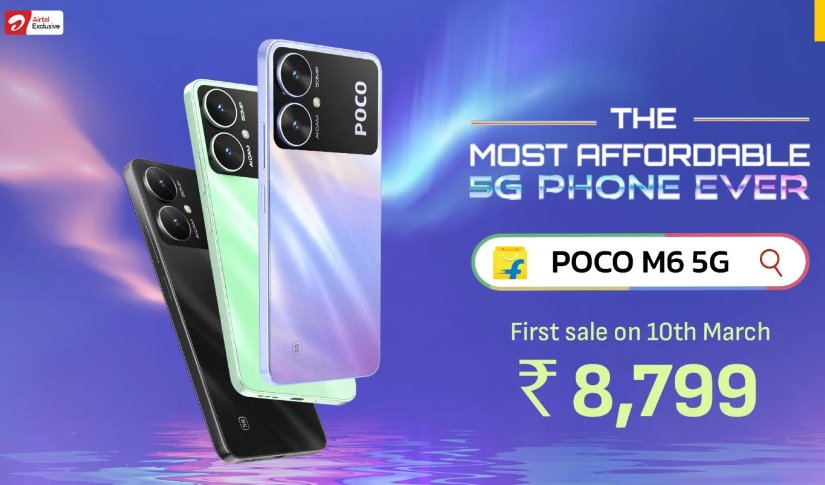 pocom65g的airtel锁定型号将使其成为印度最便宜的5g智能手机