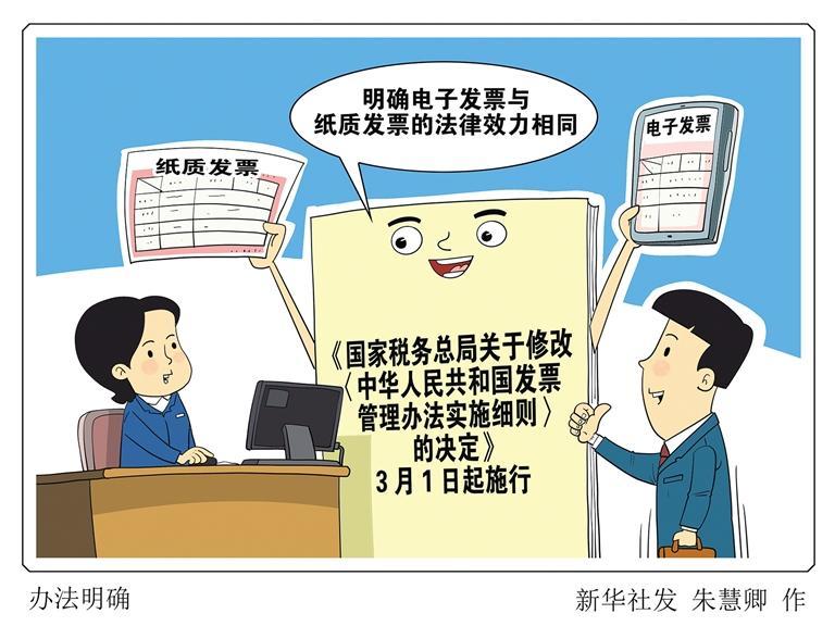 明确电子发票与纸质发票的 法律效力相同