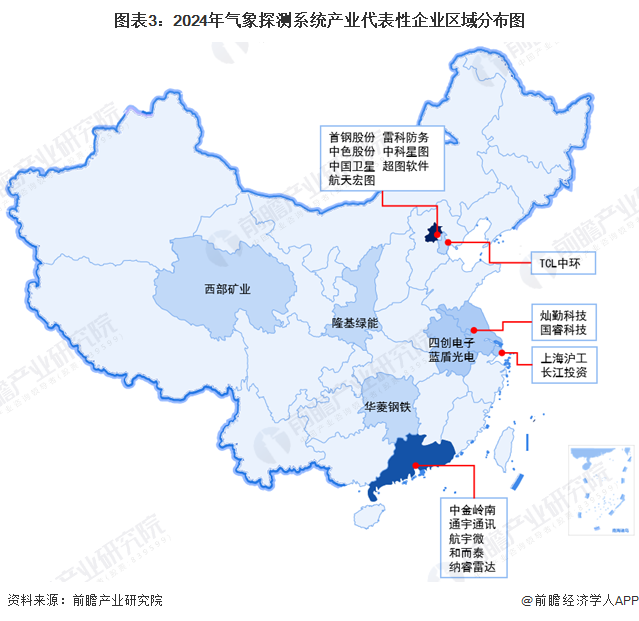 气象探测系统产业园区分布图：北京市气象探测系统相关园区分布最多