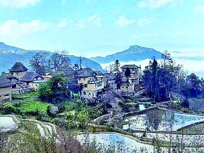 云南元阳阿者科:水墨梯田 云海村寨|梯田_新浪财经_新浪网