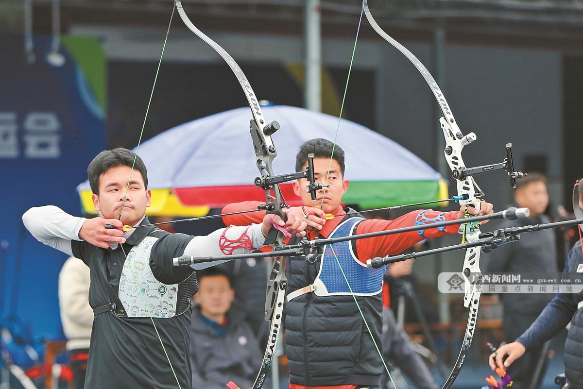 与国家射击射箭队同场训练 广西健儿厉兵秣马