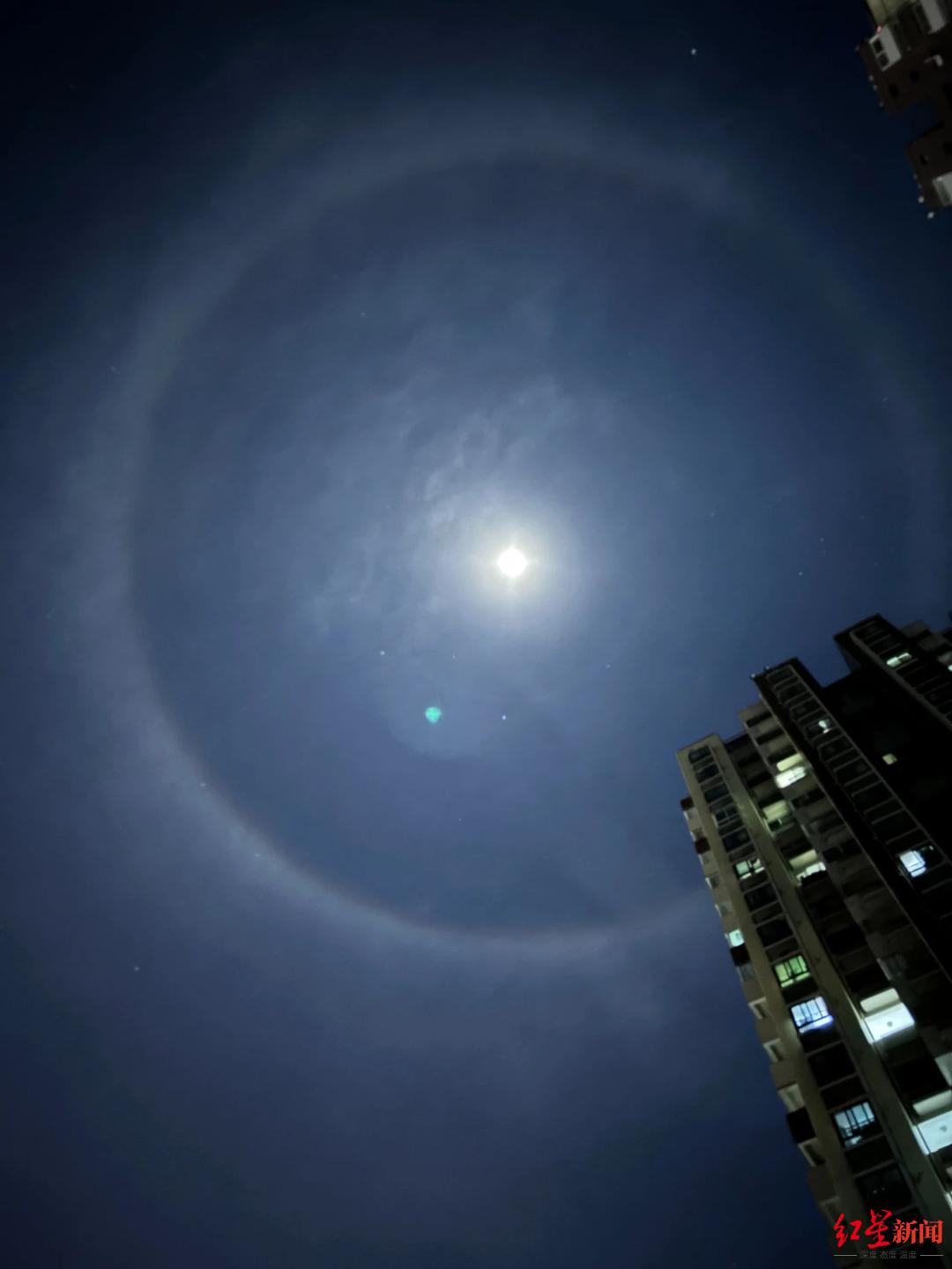 彩色光环绕皓月四川攀枝花凉山多地出现月晕奇观市民还是第一次看到