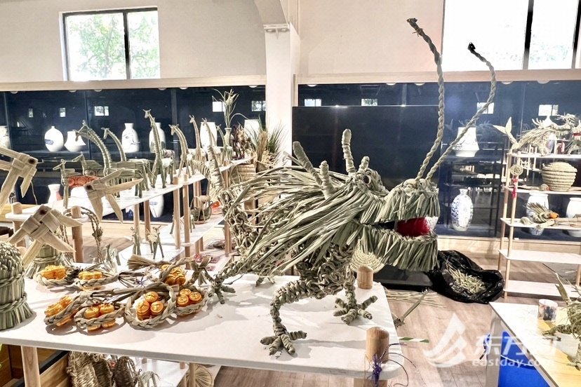 茭白叶编织成的龙形工艺品春日美好时节,走进练塘镇,一幅幅"繁花绽放