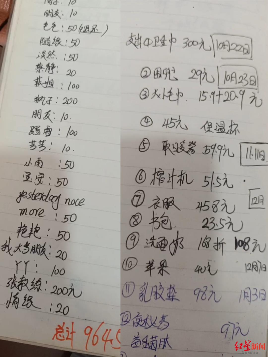 ▲张女士记录的网友捐款明细。受访者供图