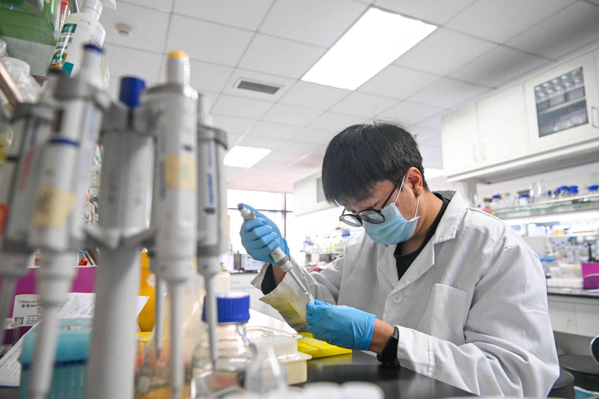 2024年1月2日,科研人员在中国科学院天津工业生物技术研究所实验室内