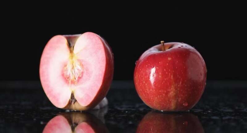 “幸福美满”4个红肉苹果新品种中的“满红”品种。 山东农业大学供图