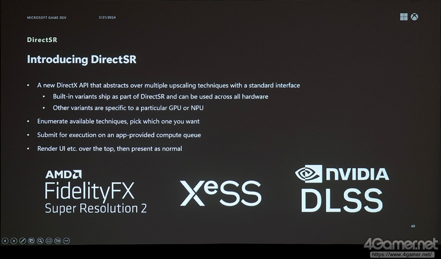 微软公布超分辨率directsr标准化规范一次开发统一支持dlssfsrxess