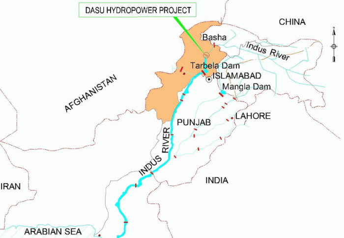 达苏水电站所在位置，图片来源：巴基斯坦水力水电发展署