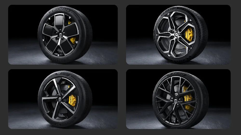 ▲小米SU7四种轮毂轮胎组合 图片来源：小米汽车官方微博