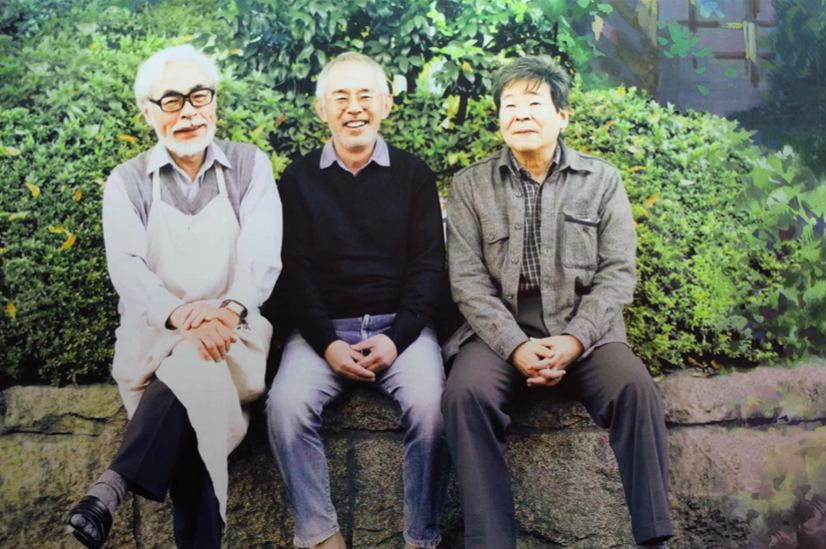 吉卜力“三巨头”合影（左起）：宫崎骏、铃木敏夫、高畑勋