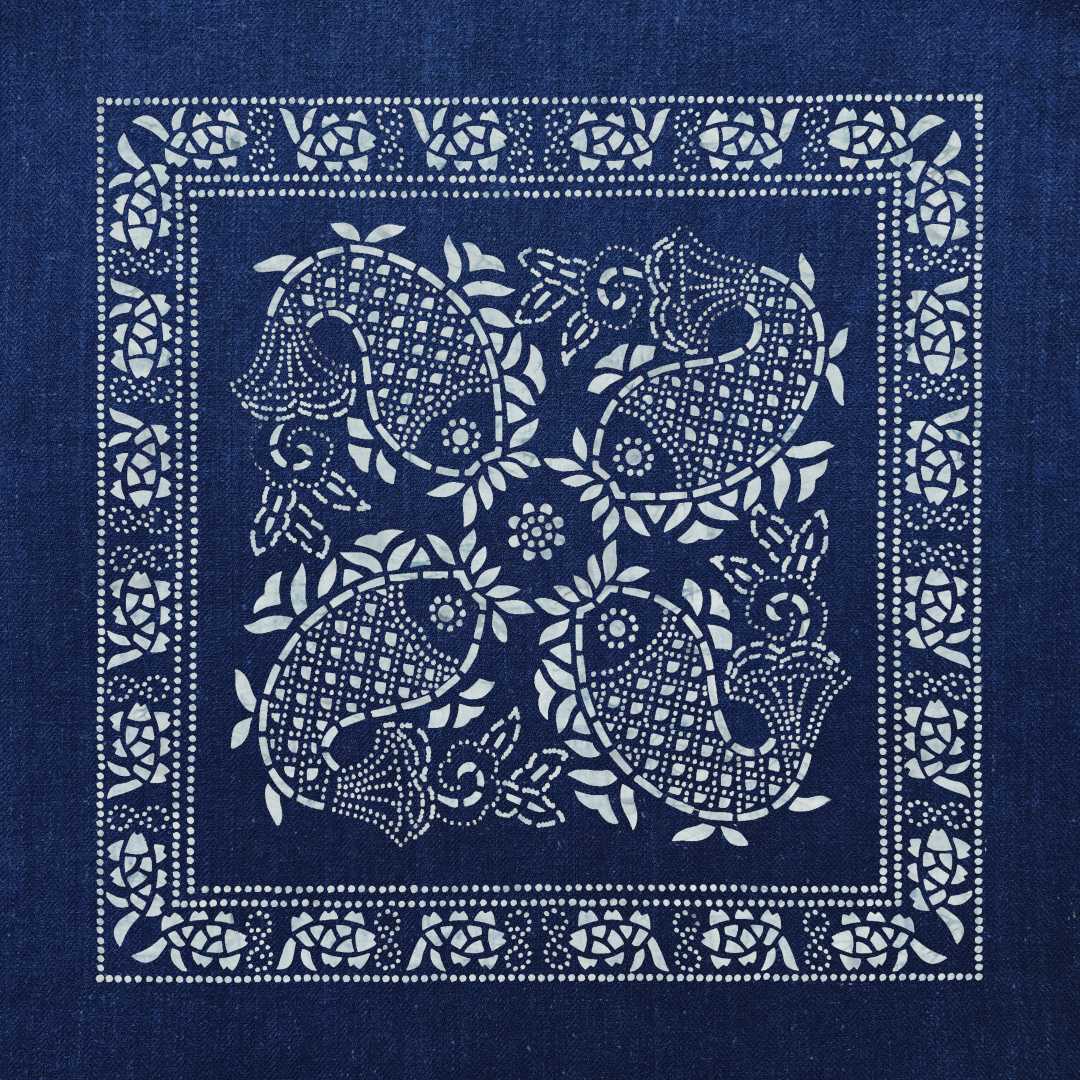 吴元新设计的蓝印花布纹样.(资料图片)