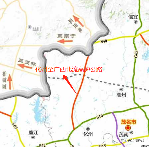 图片来源:广东省高速公路网规划布局图广西北流(粤桂界)至广东化州