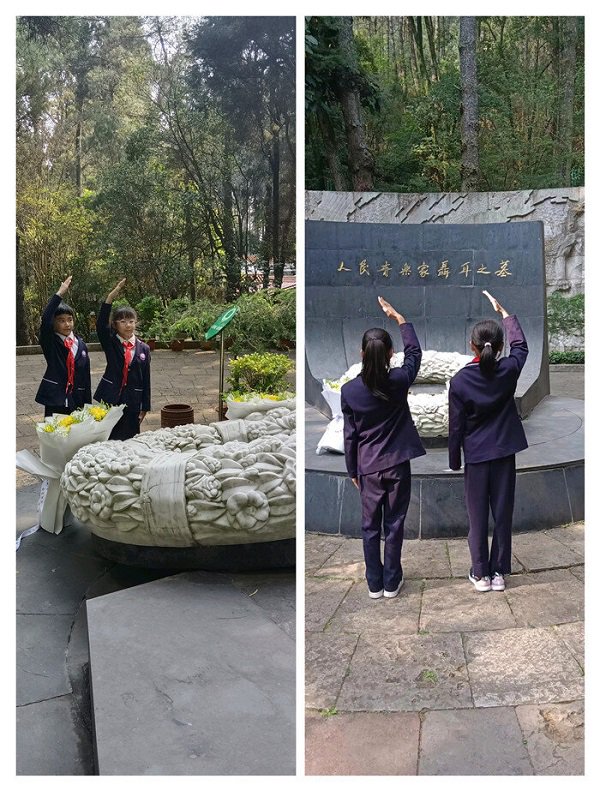 共同学习清明节知识,结合队员们制作的绘画作品,手抄报作品,共同缅怀
