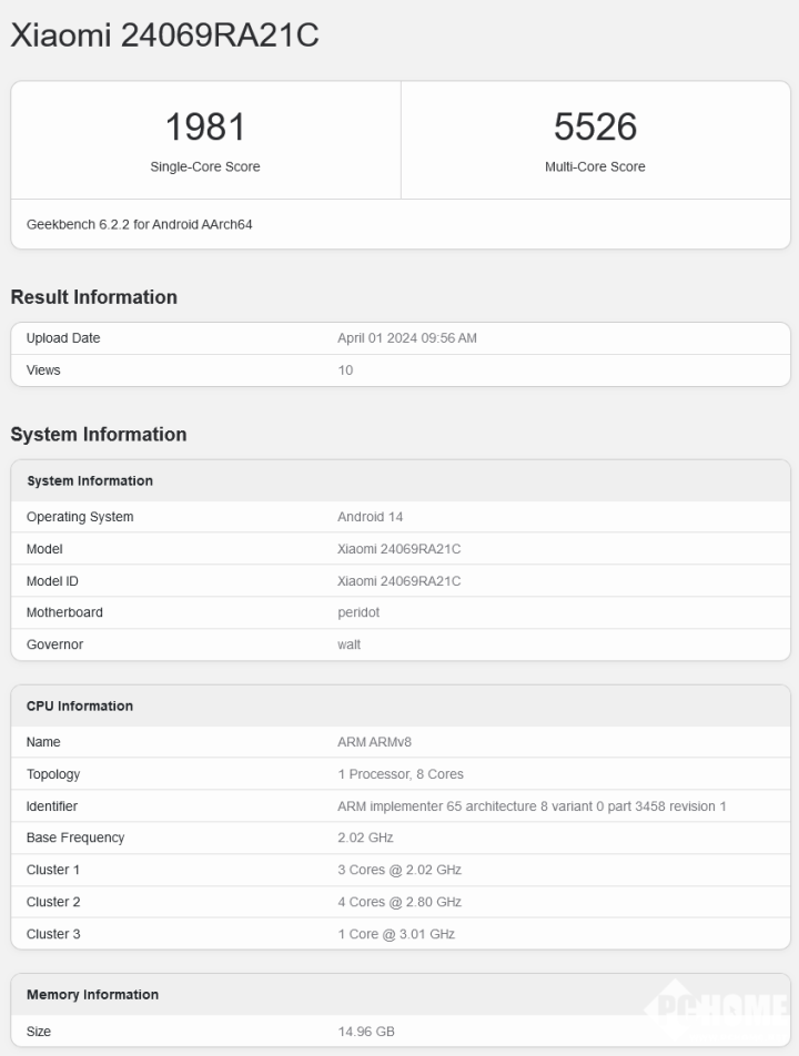 Redmi Turbo 3跑分曝光：单核1981分，多核5526分