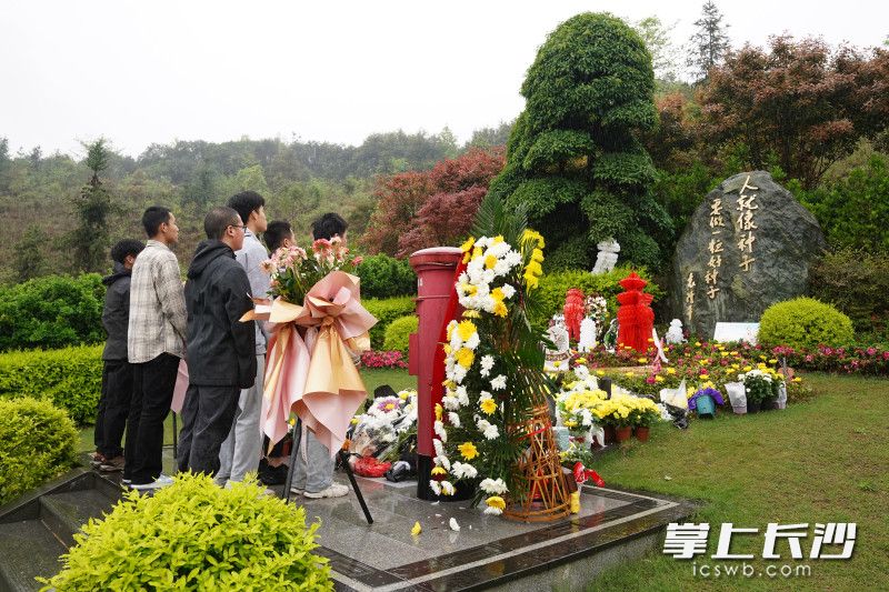 组图丨清明时节雨纷纷,长沙市民冒雨前往唐人万寿园缅怀袁隆平院士
