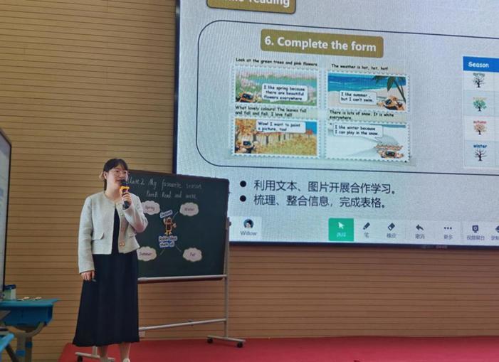 首先,来自合肥市六安路小学翠微分校的杨甜甜老师带来了一节五上unit3