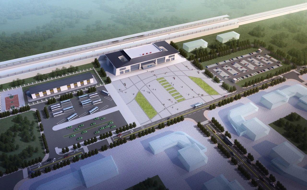 高陵站站房以"秦山渭水,丝路长安"为设计理念,通过高低起伏,错落有致