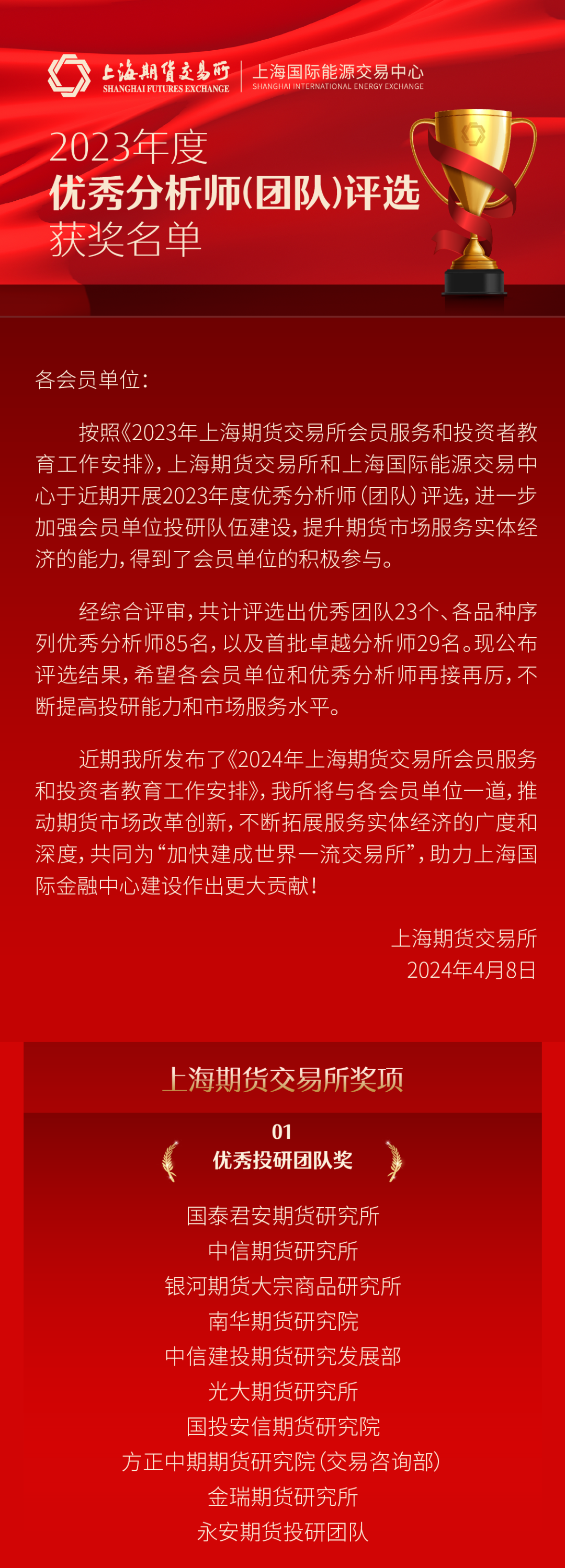 年度优秀分析师(团队)评选获奖名单|上海期货交易所_新浪财经_新浪网