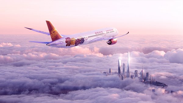 图为吉祥航空787梦想客机机型展示