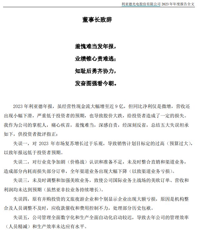 利亚德2023年年报截图