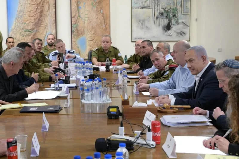 ▲以色列总理内塔尼亚胡召开战时内阁会议