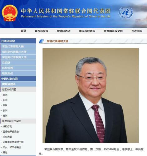 图片来源：中国常驻联合国代表团官网截图