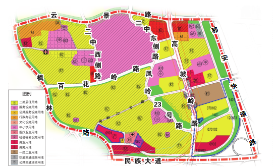 凤岭片区FL-09（凤岭二中）单元土地使用规划图（图片来自南宁市自然资源局网）