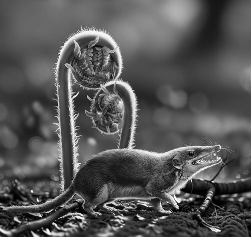 杨氏滇尖齿兽生态重建图.