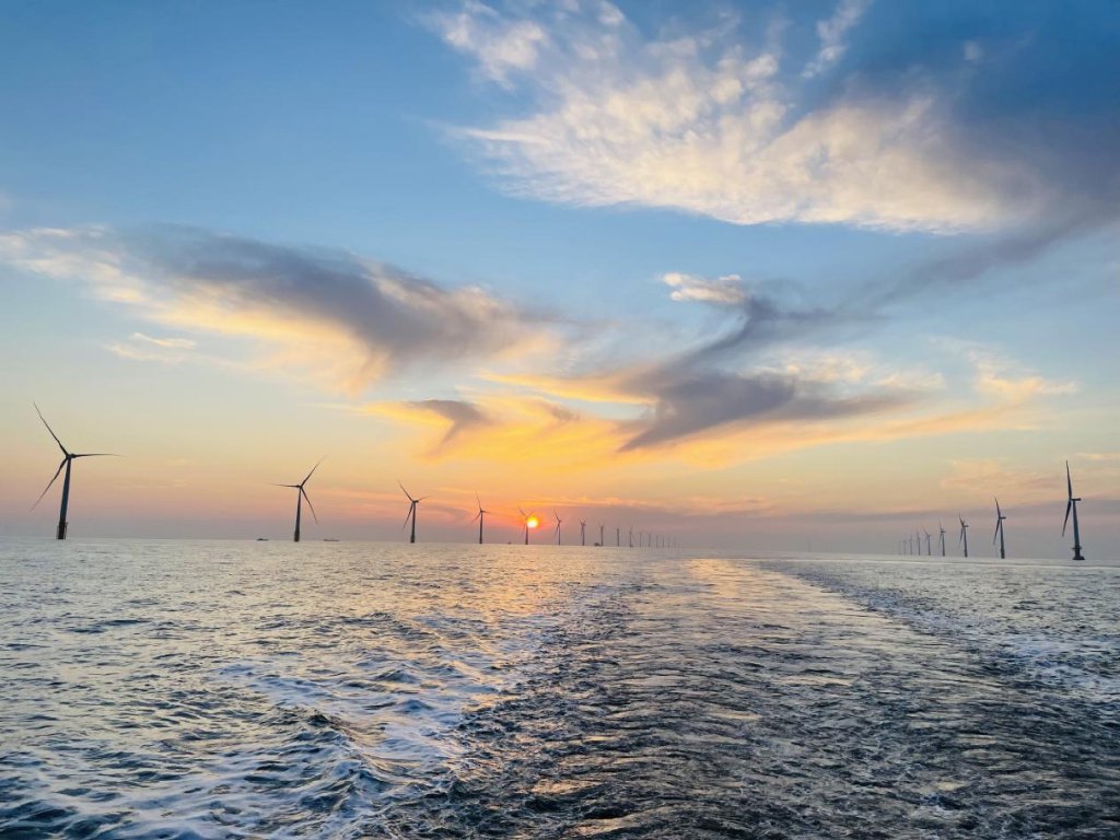 ▲江苏公司南通新能源如东H7海上风电场。