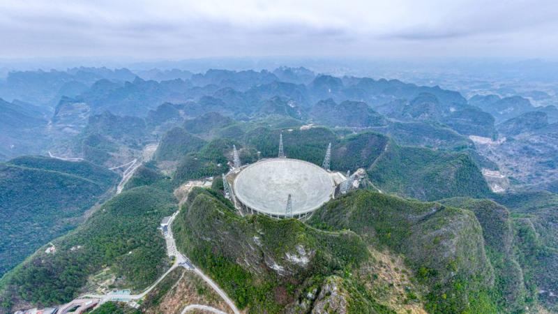 2024年2月26日拍摄的“中国天眼”全景（无人机照片，维护保养期间拍摄）。新华社记者 欧东衢 摄
