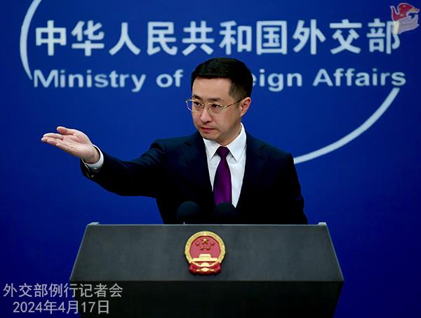 中国外交部发言人林剑答总台记者提问(图片源自外交部网站)