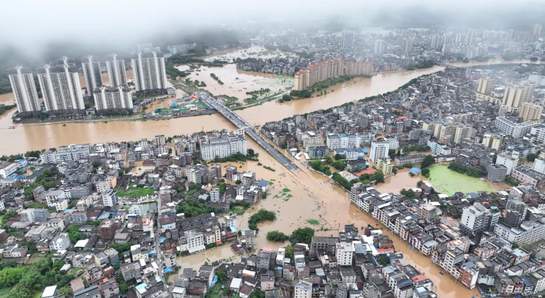 ▲ 肇庆暴雨水浸俯瞰图（图片来源：肇庆发布）