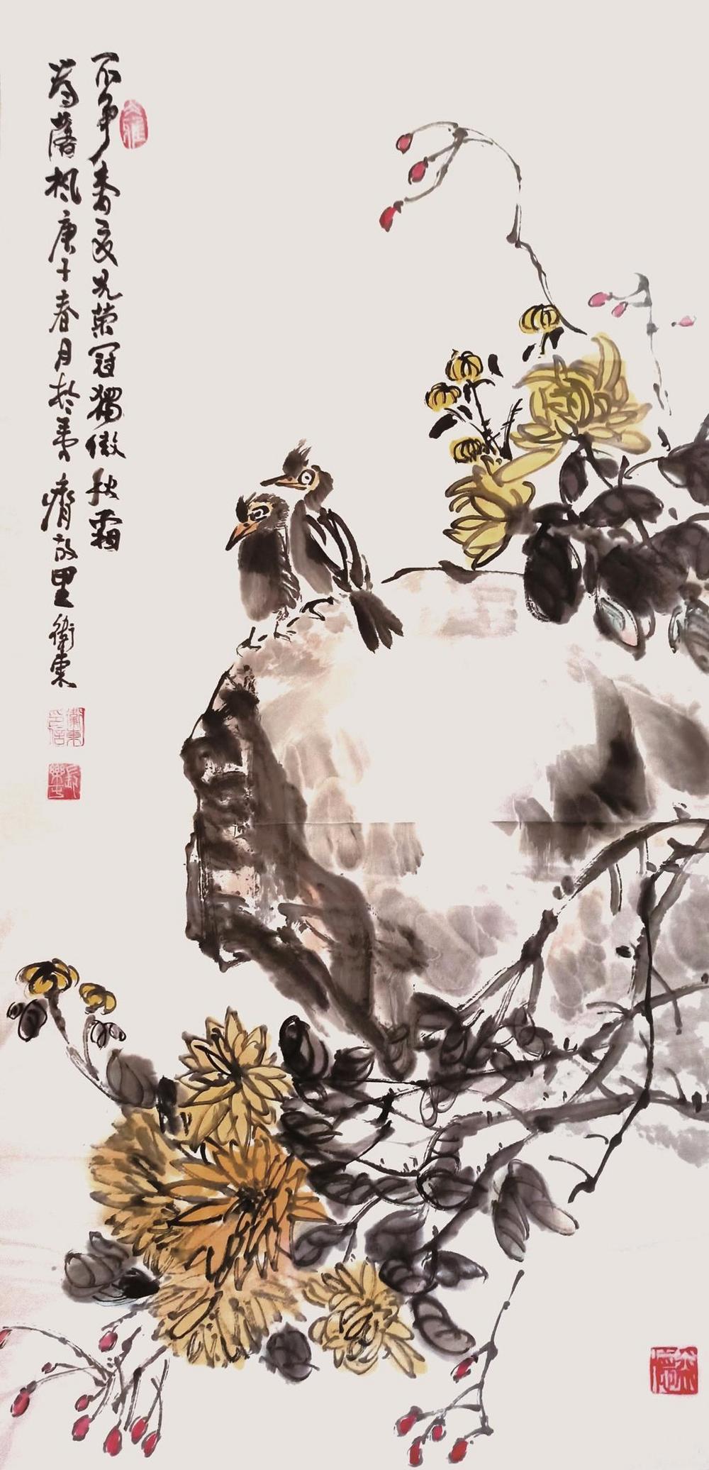 国画  贝宝印《家乡》  油画  魏顺喜《傲骨凝香》  国画  张希奎