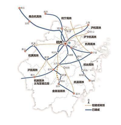 浙江高铁路线示意图。图源浙江省政府网站