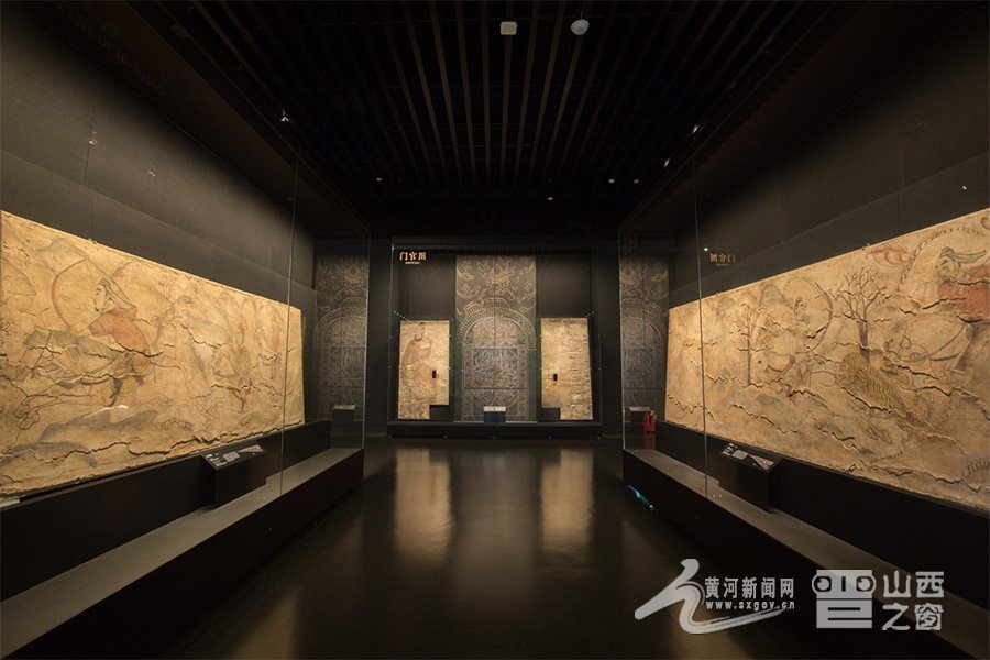 图为太原北齐壁画博物馆第一展厅壁画展示。钱龙 摄