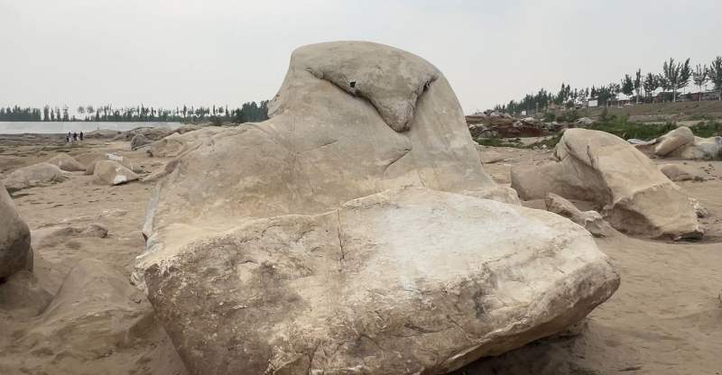 猫头鹰石上的涂鸦痕迹已被清理。新京报记者 陈璐 摄