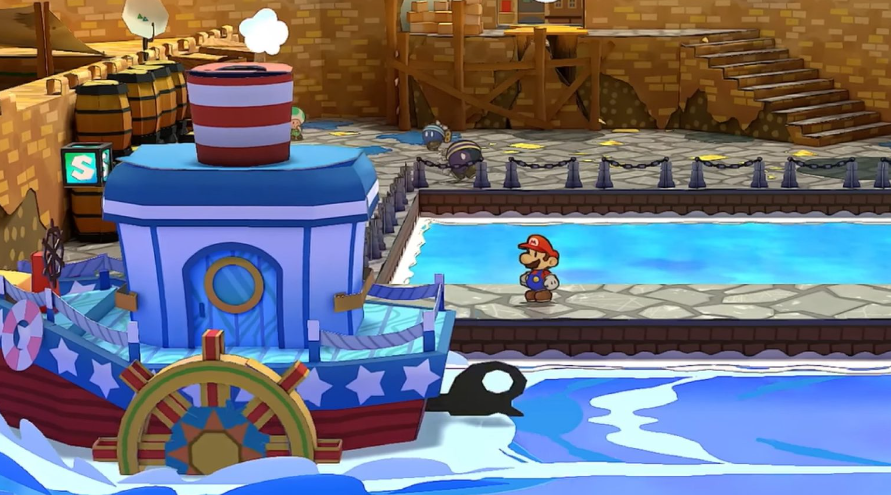 马力欧:千年之门》相比原版游戏改进了视觉纹理,同时添加了场景反射