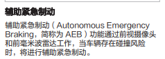 Plus版车型使用说明书中关于AEB的介绍