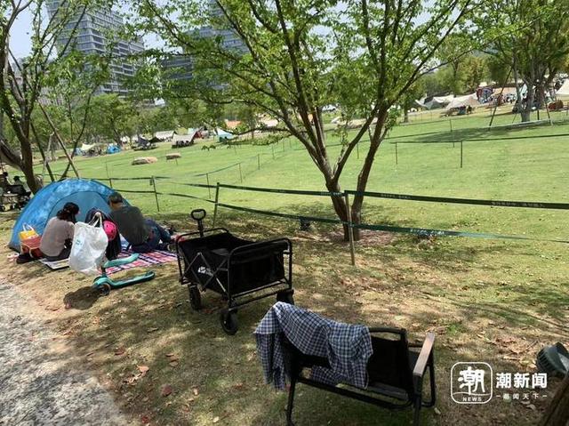 市民在公园露营。受访者供图