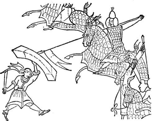 敦煌莫高窟壁画上的步兵与骑兵战斗图