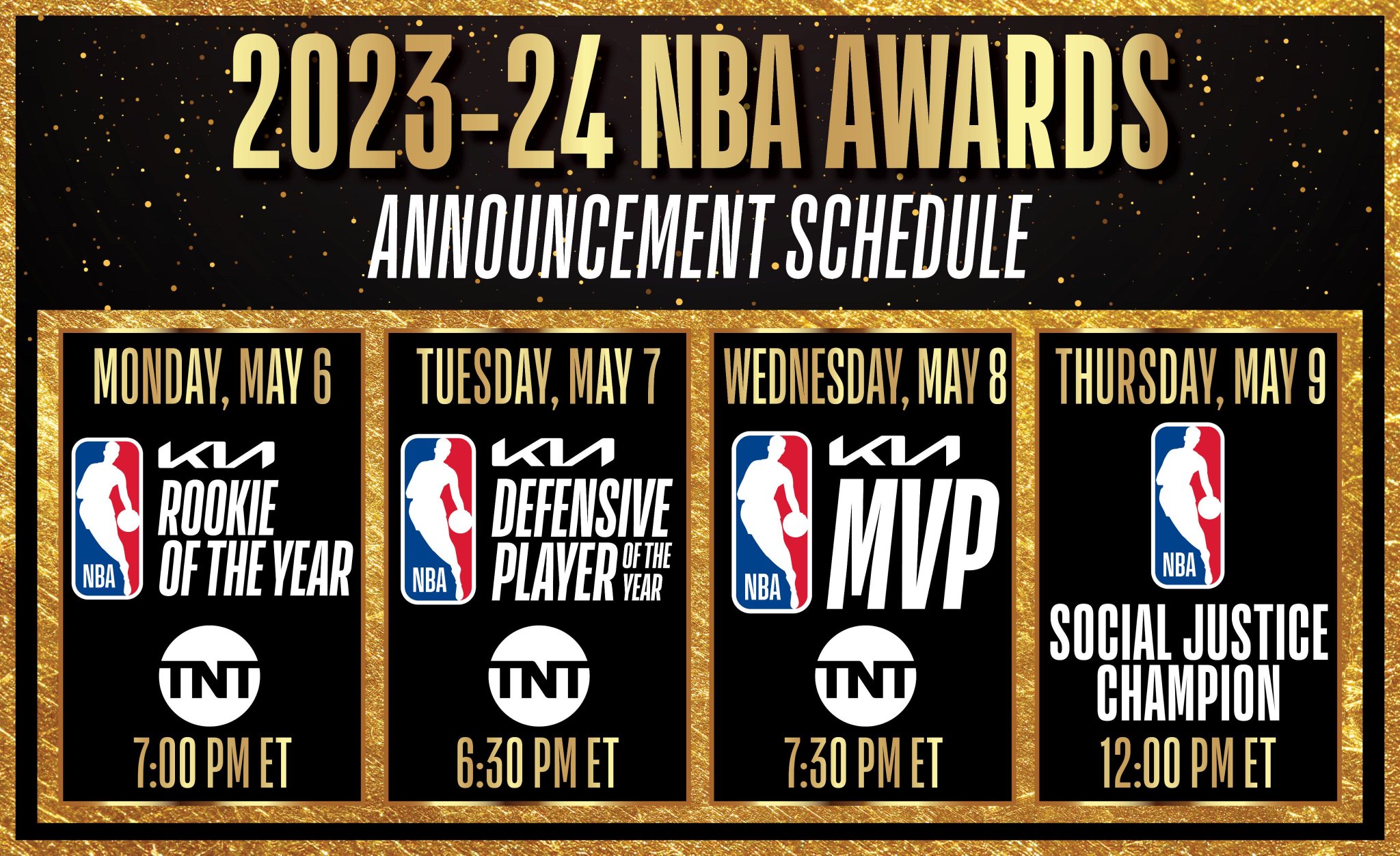 ????重头戏来咯！NBA将在未来三天分别公布年度最佳新秀&DPOY&MVP